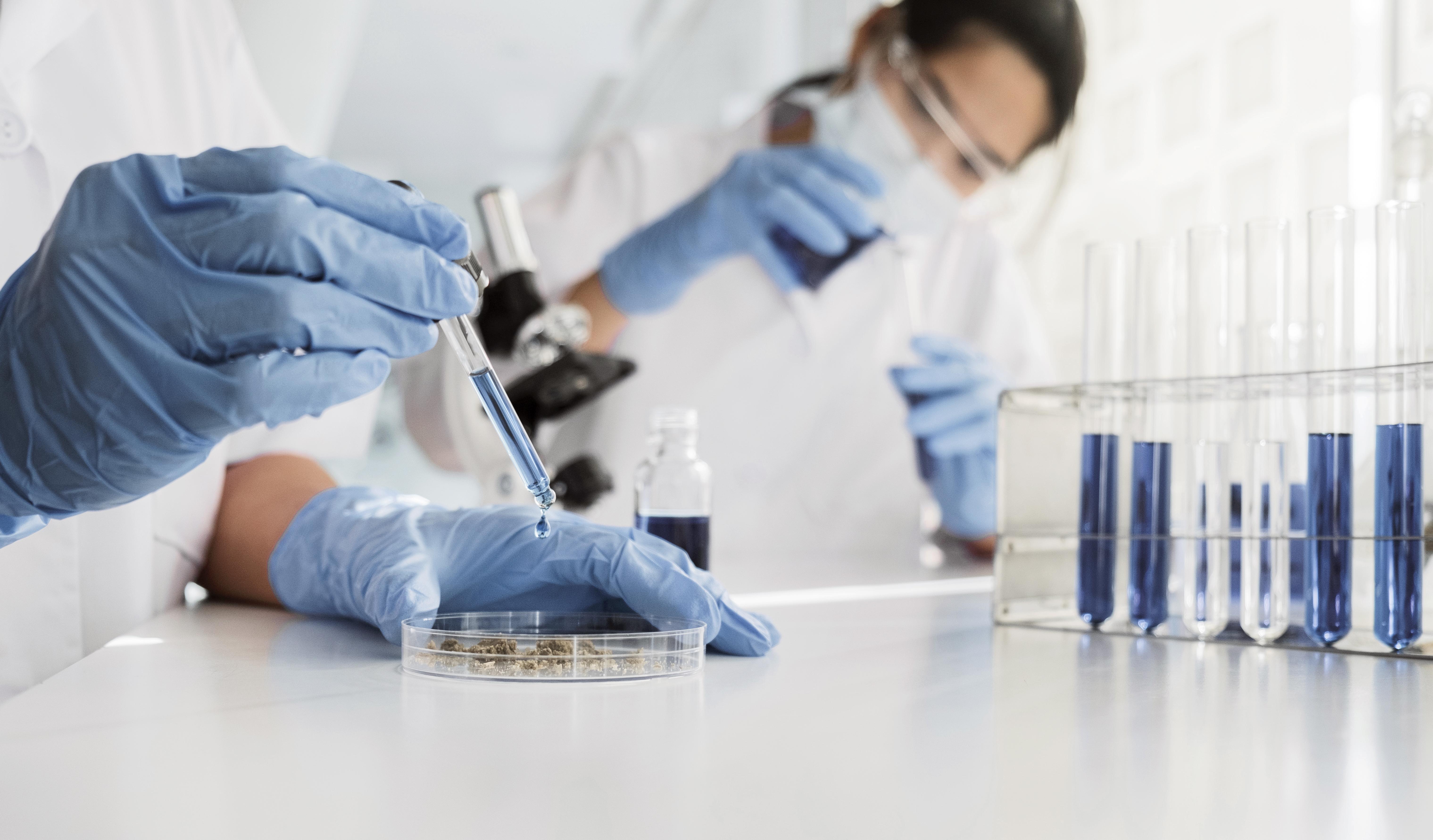 Quality control analyst testing a salt sample in the Solven laboratory