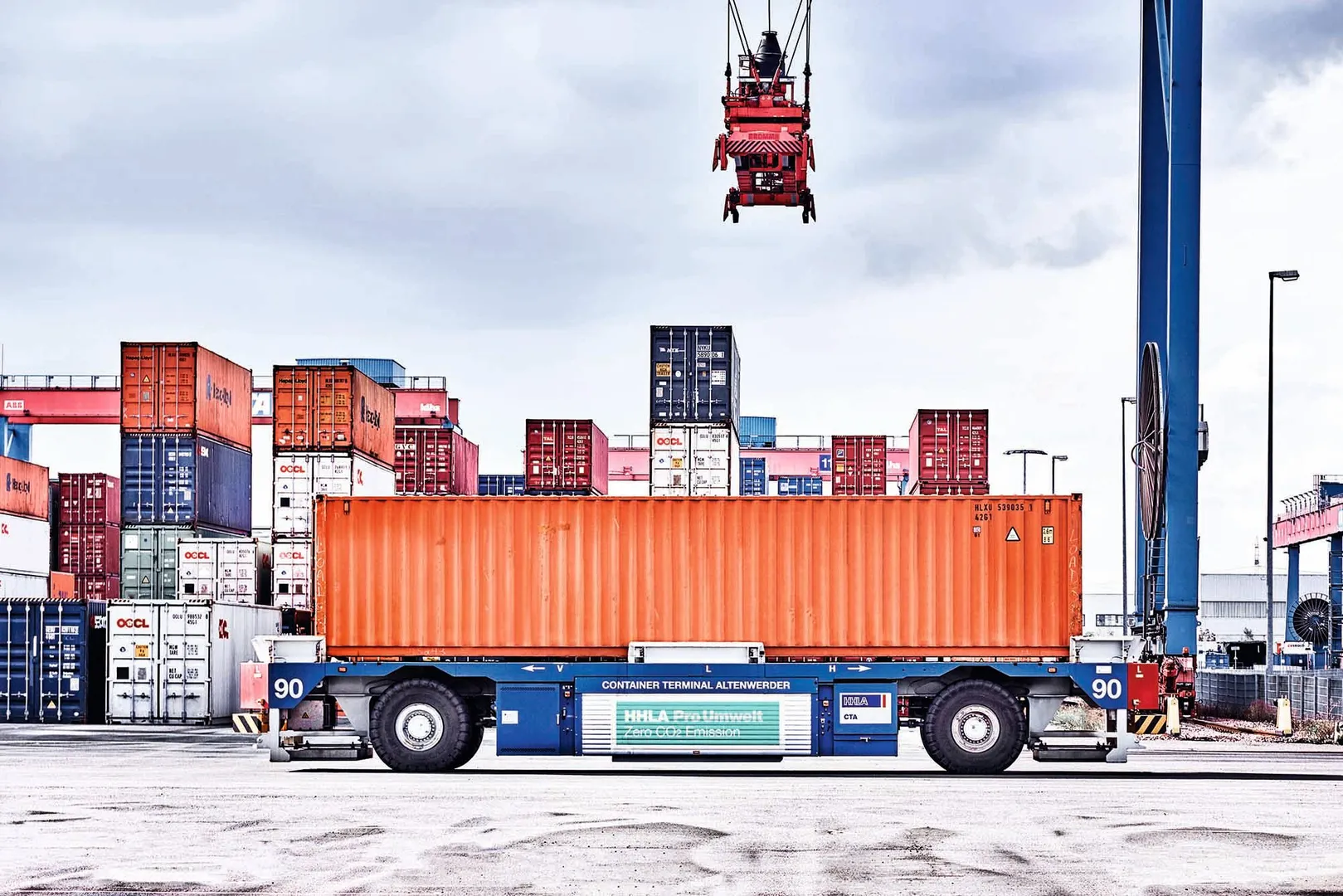 Container vessel loading at a Mediterranean terminal
